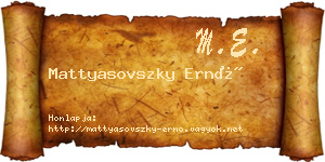 Mattyasovszky Ernő névjegykártya